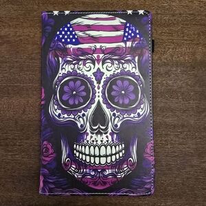 Folio Case Amazon Fire HD 10 2015/17 &19 Tablet Stand Cover Skull Purple New